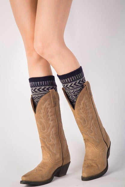 Boot Cuff Thick Short-Sleeved Thick Thick Bamboo Knit Wool Yarn Socks - 4