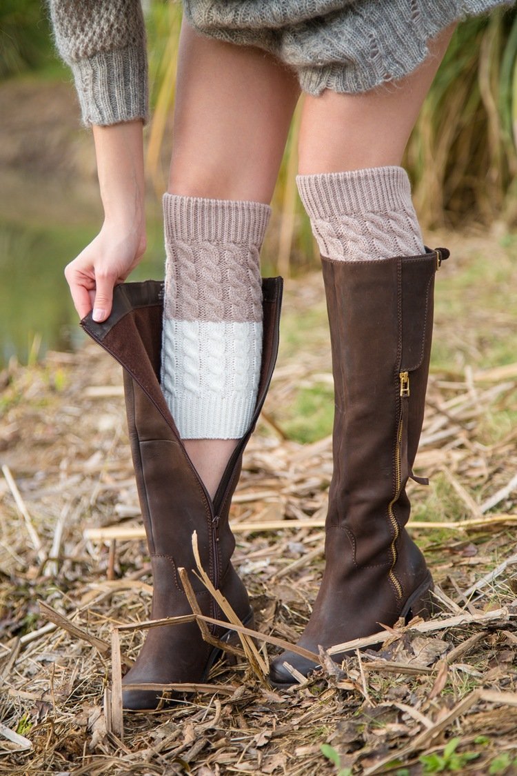 Boot Cuff Thick Short-Sleeved Thick Thick Bamboo Knit Wool Yarn Socks - 5