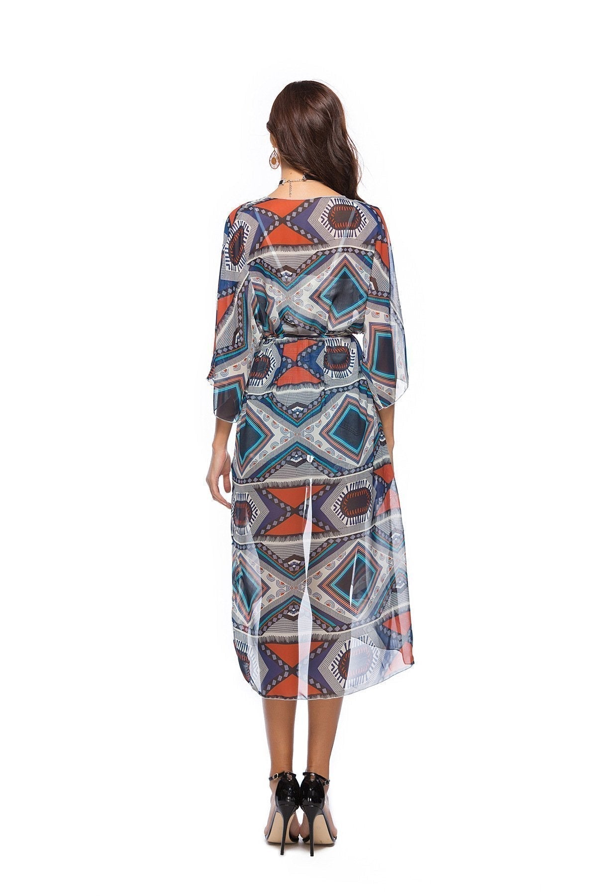 2018 New Arrival Printed Chiffon Shirt With A Long Section Of The Beach Coat