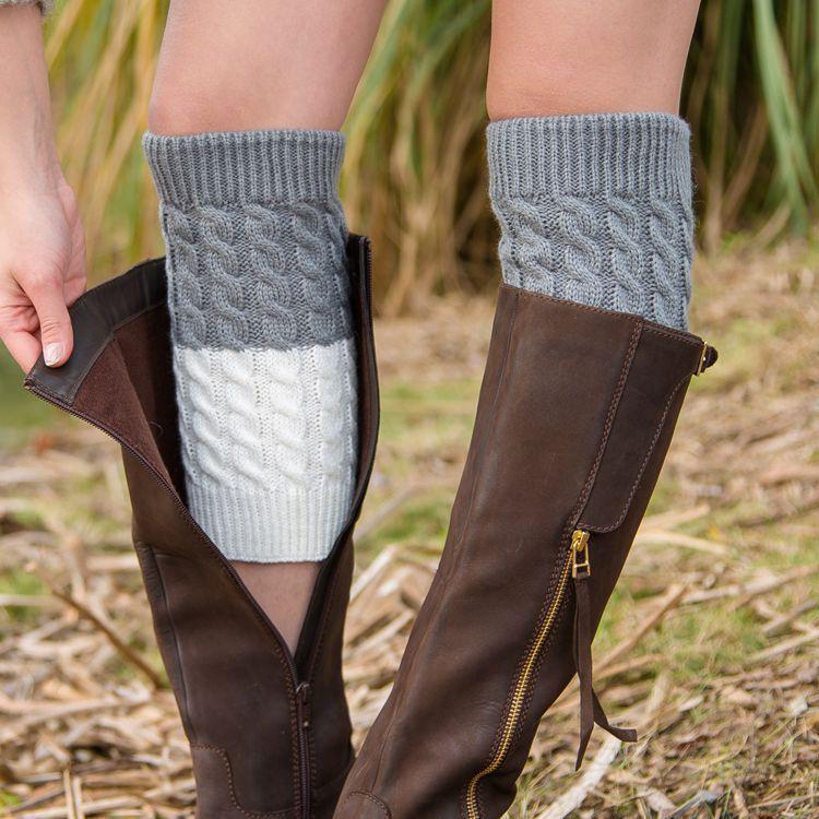 Boot Cuff Thick Short-Sleeved Thick Thick Bamboo Knit Wool Yarn Socks - 5