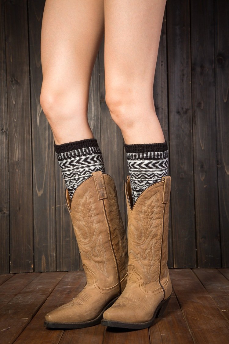 Boot Cuff Thick Short-Sleeved Thick Thick Bamboo Knit Wool Yarn Socks - 4