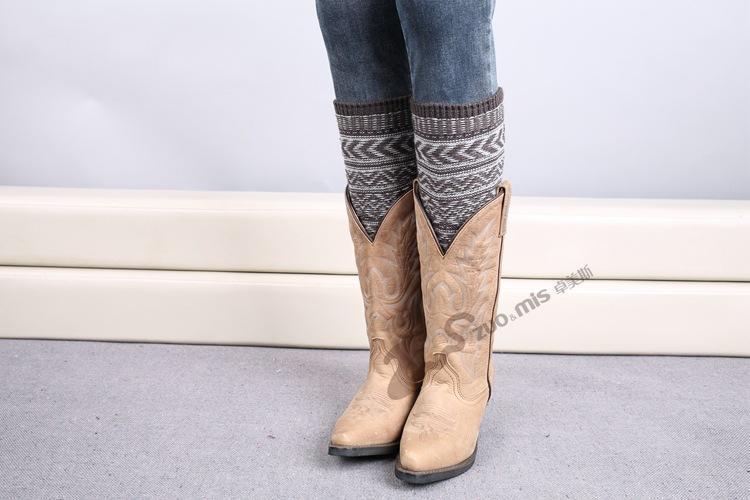 Boot Cuff Thick Short-Sleeved Thick Thick Bamboo Knit Wool Yarn Socks - 4