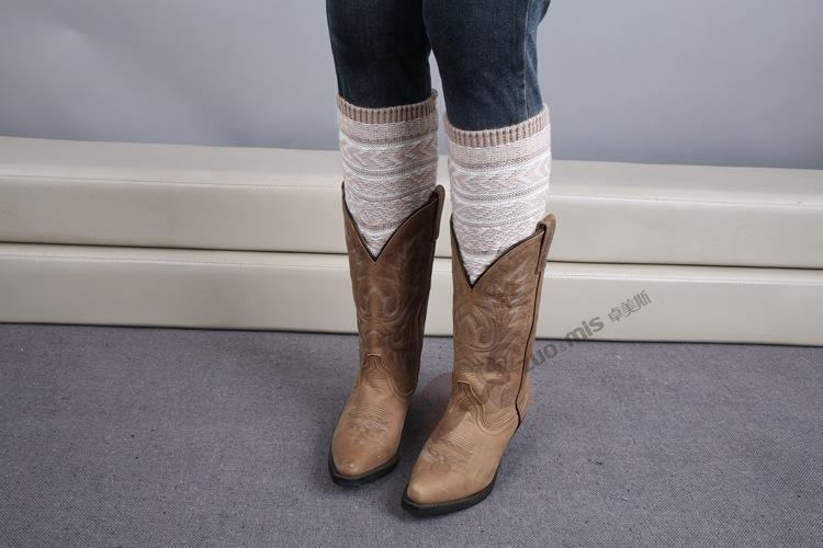 Boot Cuff Thick Short-Sleeved Thick Thick Bamboo Knit Wool Yarn Socks - 4