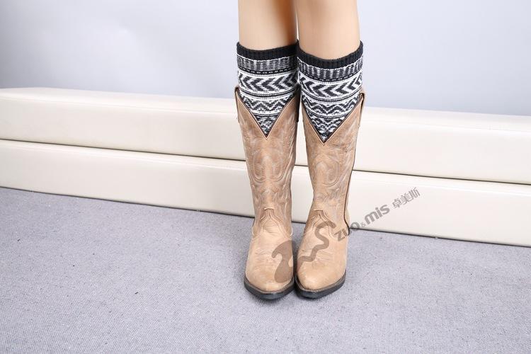 Boot Cuff Thick Short-Sleeved Thick Thick Bamboo Knit Wool Yarn Socks - 4