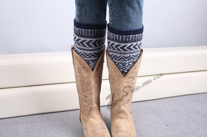 Boot Cuff Thick Short-Sleeved Thick Thick Bamboo Knit Wool Yarn Socks - 4