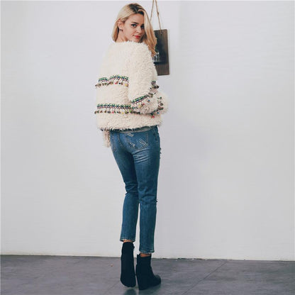 Winter Imitation Lamp Fur Tassel Short Coat Soft Jacket