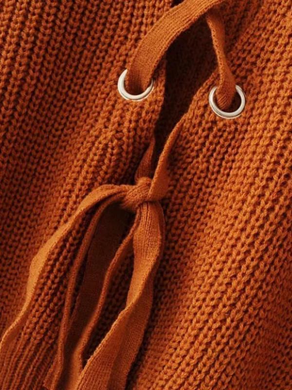 Fashion Solid Color V-Neck Halterback Bandage Sweater Tops