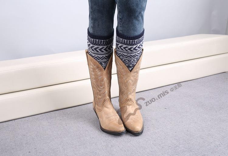 Boot Cuff Thick Short-Sleeved Thick Thick Bamboo Knit Wool Yarn Socks - 4