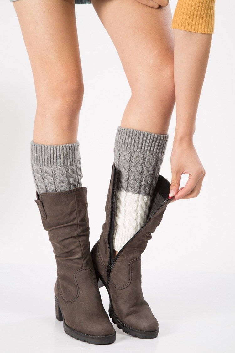 Boot Cuff Thick Short-Sleeved Thick Thick Bamboo Knit Wool Yarn Socks - 5