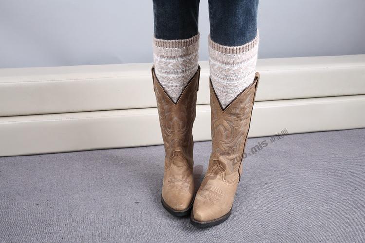 Boot Cuff Thick Short-Sleeved Thick Thick Bamboo Knit Wool Yarn Socks - 4