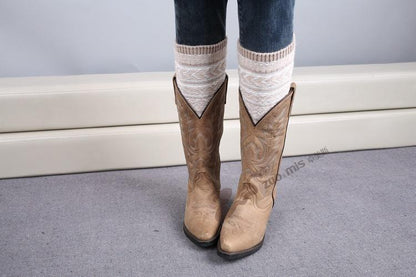 Boot Cuff Thick Short-Sleeved Thick Thick Bamboo Knit Wool Yarn Socks - 4