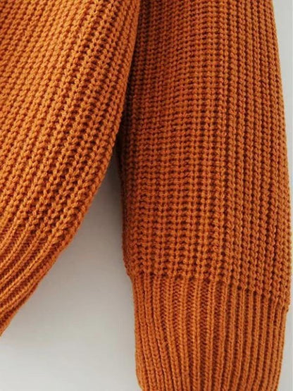 Fashion Solid Color V-Neck Halterback Bandage Sweater Tops