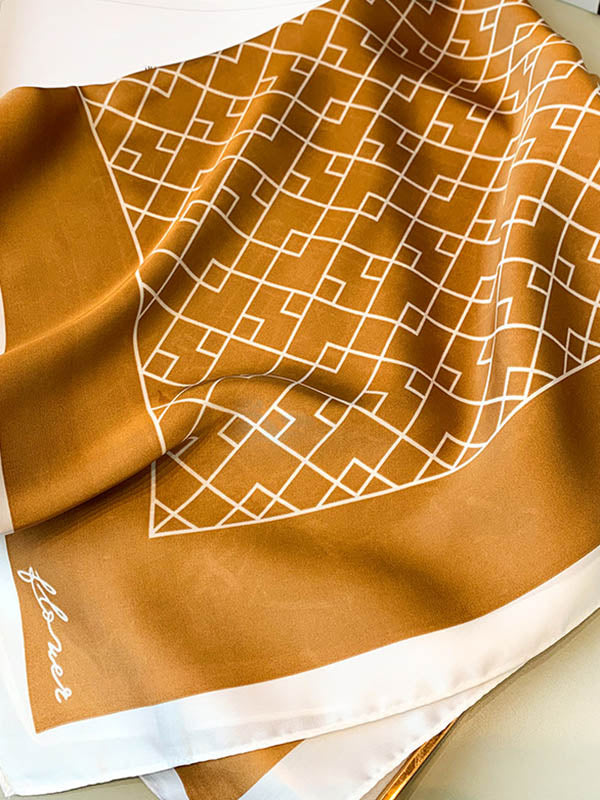 Original Geometry Printed Hair Band&Silk Scarf