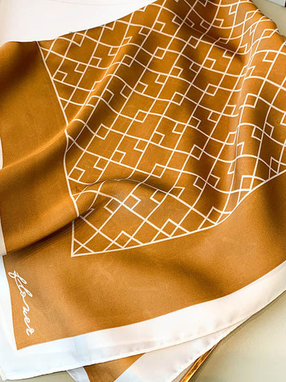 Original Geometry Printed Hair Band&Silk Scarf
