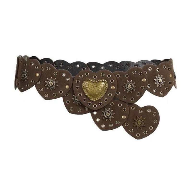 Vintage Patchwork Punk Stud Wide Belt