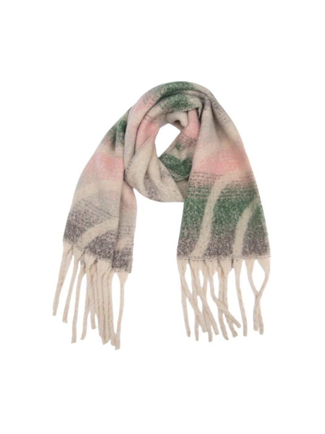 Scarvii - Winter Tassel Scarf with Colorful Wavy Jacquard