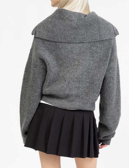 Fall Chunky Knit Open Front Zipper Cardigan