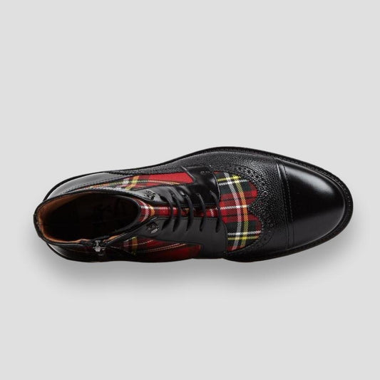 Saint Morris Plaid Leather Boots