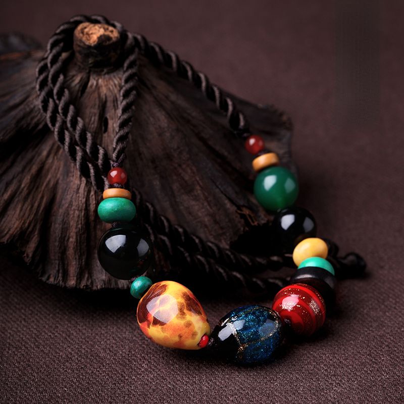 Women'S Collar Chain Retro National Style Literature And Art Short Necklace Ceramic Ornaments Simple Accessories