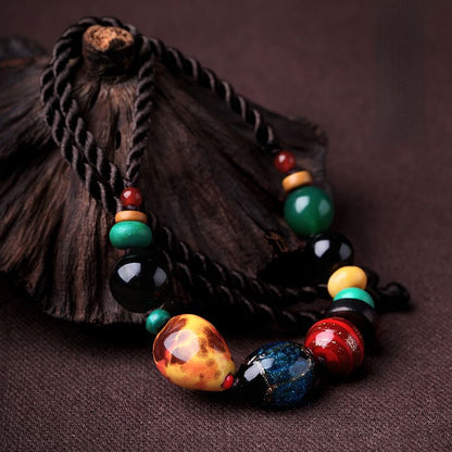 Women'S Collar Chain Retro National Style Literature And Art Short Necklace Ceramic Ornaments Simple Accessories