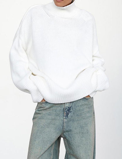 Winter High Neck Solid Color Knit Sweater