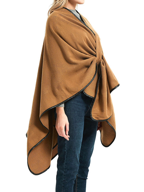 Loose Asymmetric Hollow Solid Color Collarless Shawl&Scarf