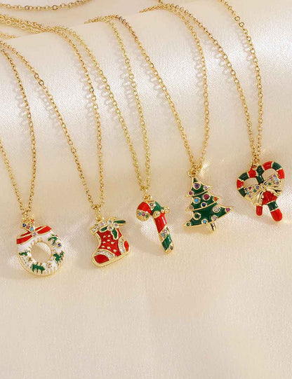 Simple Christmas Pendant Enamel Necklace