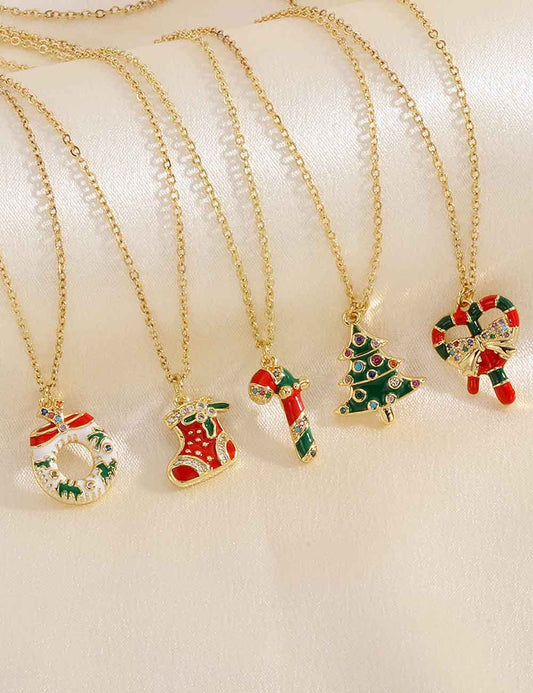 Simple Christmas Pendant Enamel Necklace