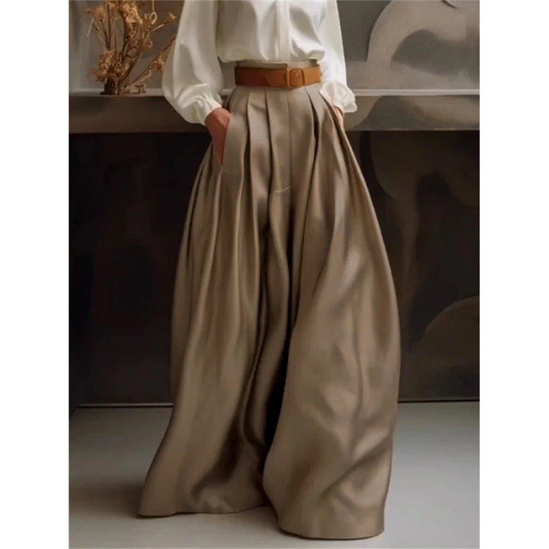 Loose Wide Leg Solid Color Casual Pants Bottoms Trousers