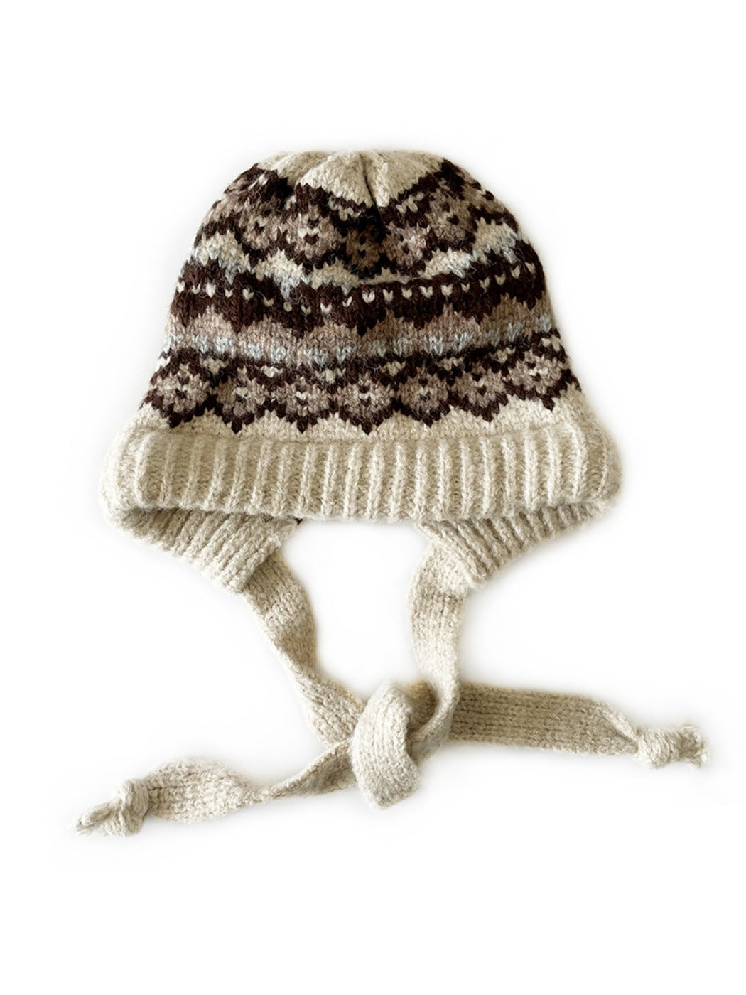 Haila - Bohemian Knitted Beanie with Earflaps &amp; Tasseled Ties