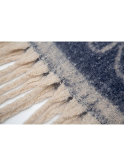 Scarvii - Tassel Scarf with Big Flower Jacquard Scarf