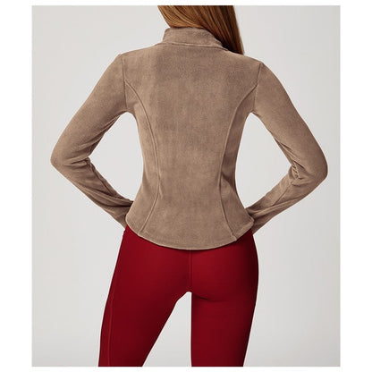 Solid Color Slim Fit Fleece Jacket