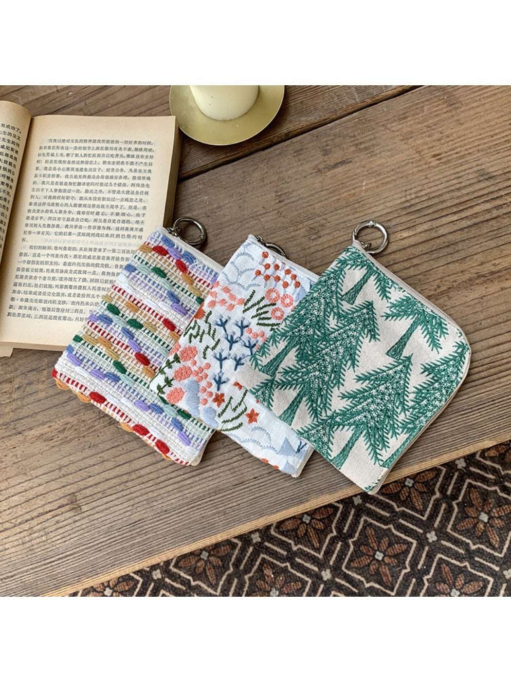 Cosbai - Small Coin Purse with Floral Prints