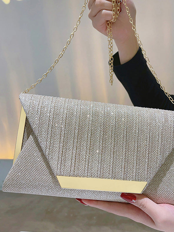 Chains Contrast Color Sequined Split-Joint Evening Bags&Clutches