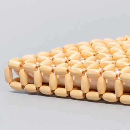 Cosbai - Wooden Bead Woven Crossbody Bag - Stylish &amp; Classic