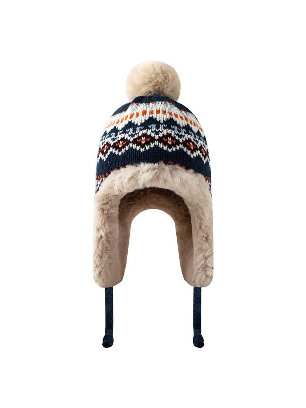 Haila - Jacquard Patterned Fleece-Lined Knitted Beanie with Earflaps