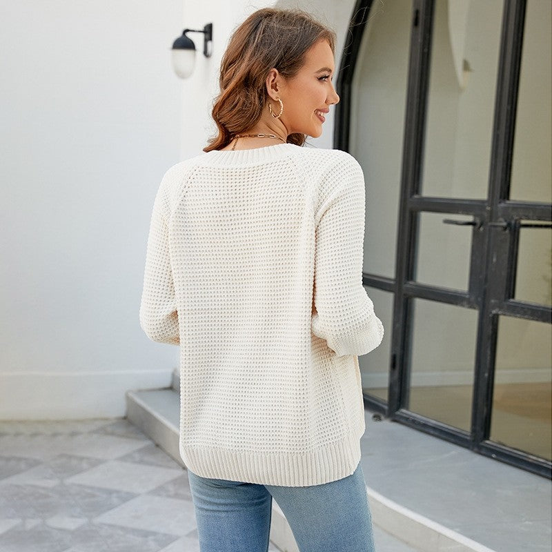 Women's Solid Color Zip Up Knit Cardigan Sweater