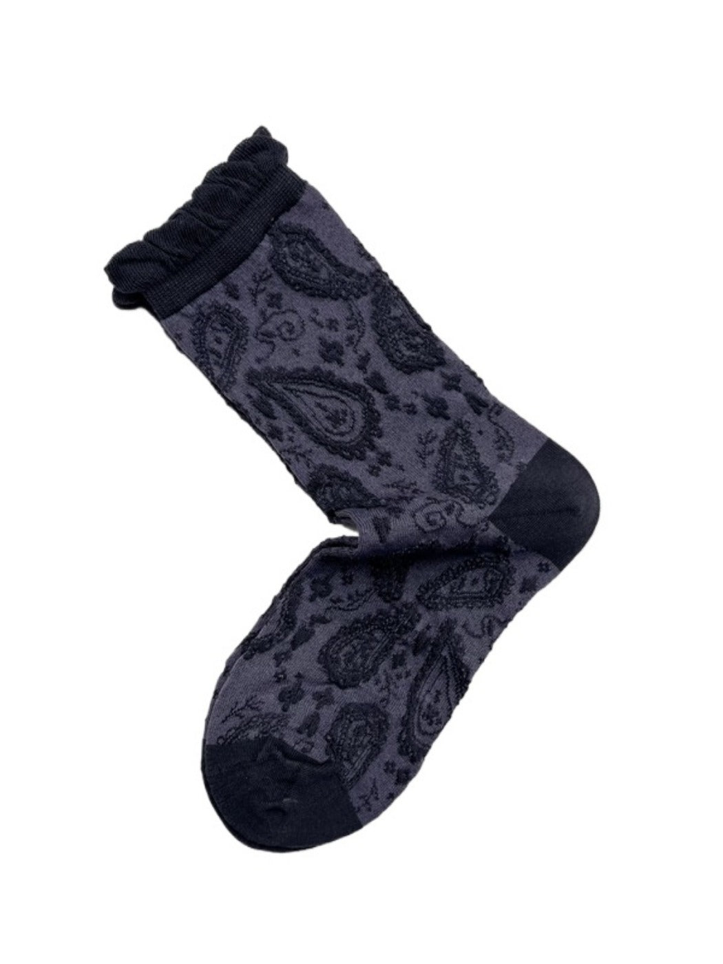 Rufia - Retro Mid-calf Socks with Cashew Flower Patterns