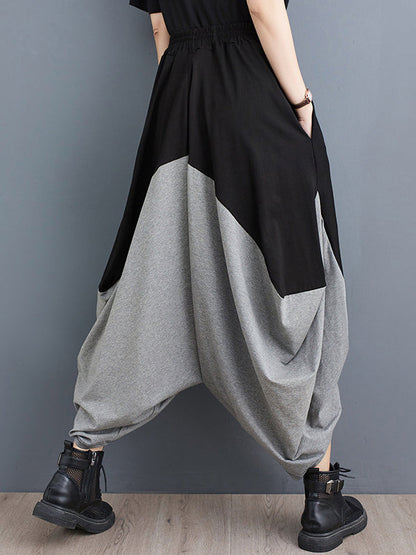 Harem Pants Irregular Clipping Split-Joint Casual Pants Bottoms Cropped Trousers