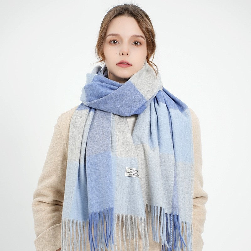 Plaid Fringe Shawl Scarf