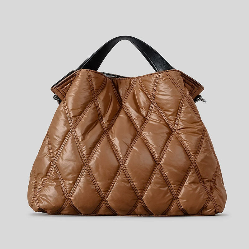 Trendy Solid Cotton Padded Tote Shoulder Bag