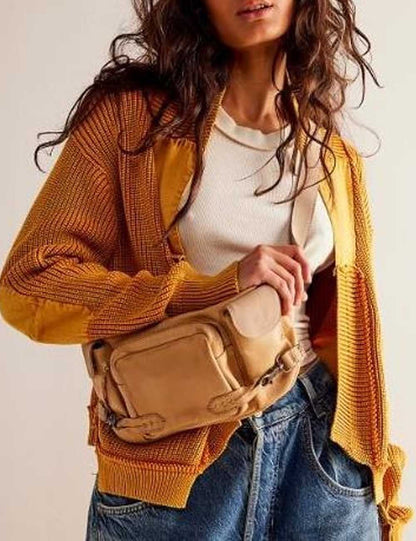 Simple Splicing Knit Cardigan Coat With Pockets