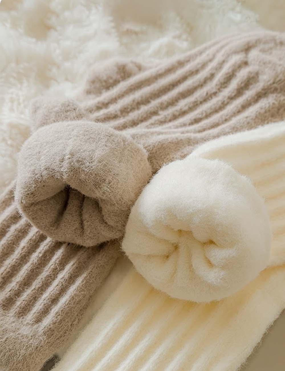 Solid Color Thicken Cashmere Plush Crew Socks