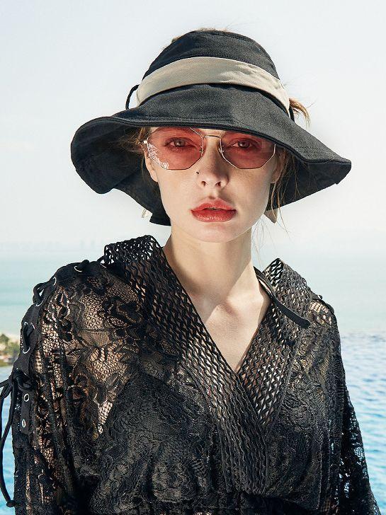 Summer Women'S Empty Top Big Brim Cover Face Fisherman Hat