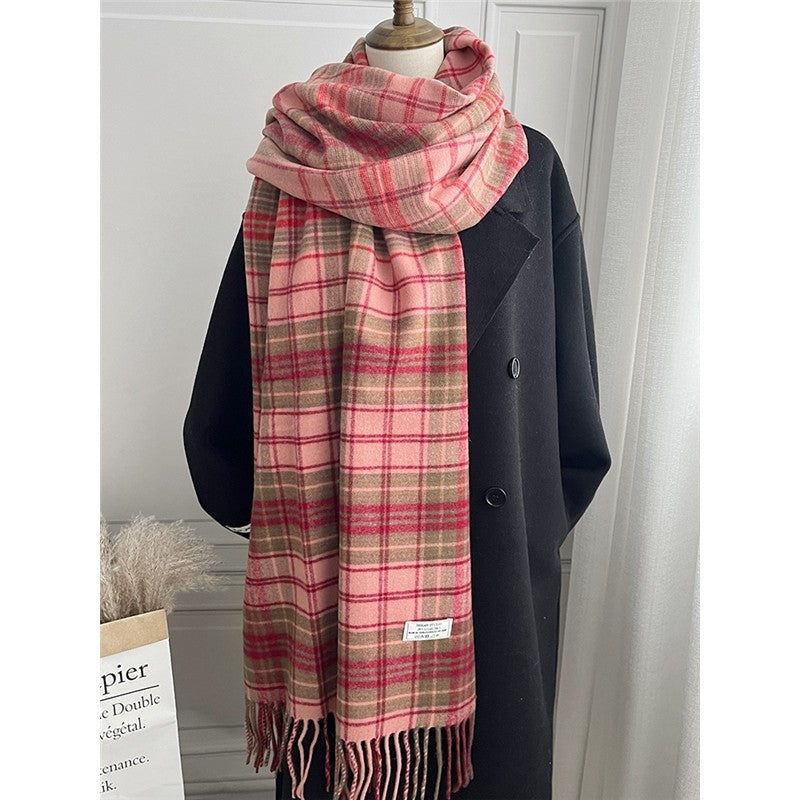 Fringed Plaid Shawl Scarf