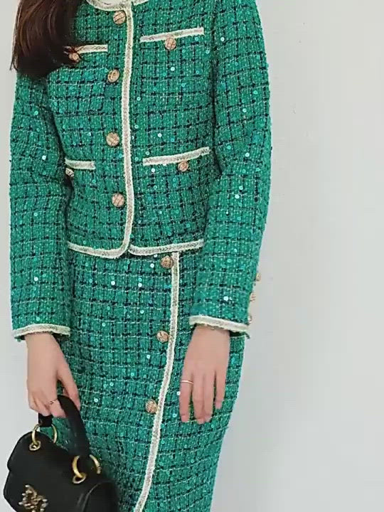 Polly Tweed Sequins Blazer & Skirt