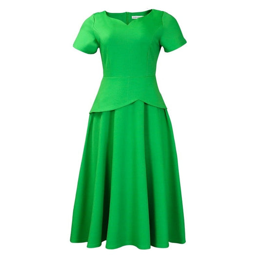 Solid Color V-Neck A-Line Swing Dress
