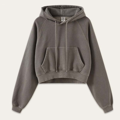 Retro Washed Cropped Raglan Sleeve Hoodie