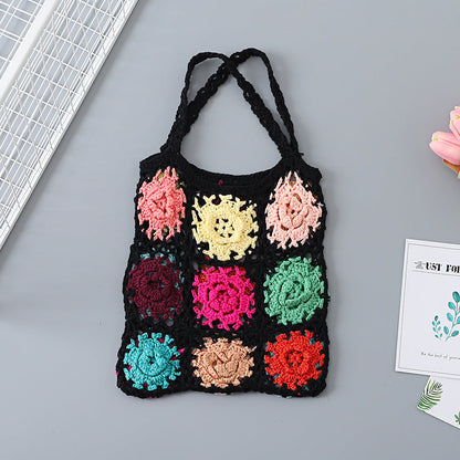 Crochet Granny Square Bag Grandma Grid Handmade Crochet Bag