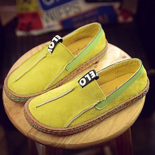 Suede Pure Color Slip On Stitching Flat Soft Shoes For Women